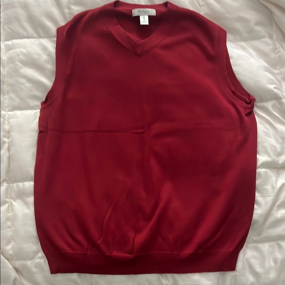 Red V-Neck Knit Sweater Vest